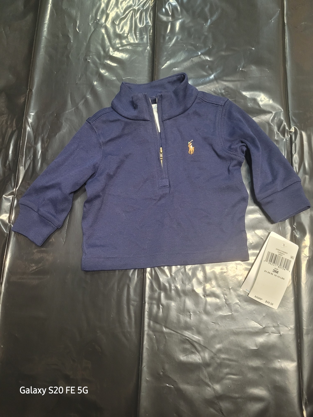 Ralph Lauren Navy Half-Zip Sweatshirt with Gold Pony
